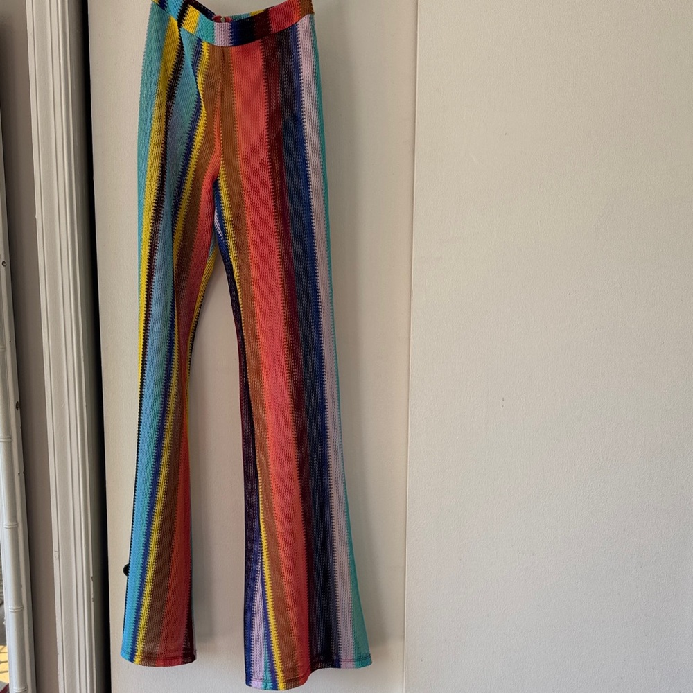 Goodtime USA rainbow mesh bell bottoms